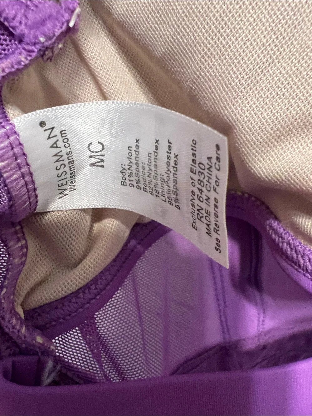Weissman Childhood Dream Purple Mesh Dance Unitard